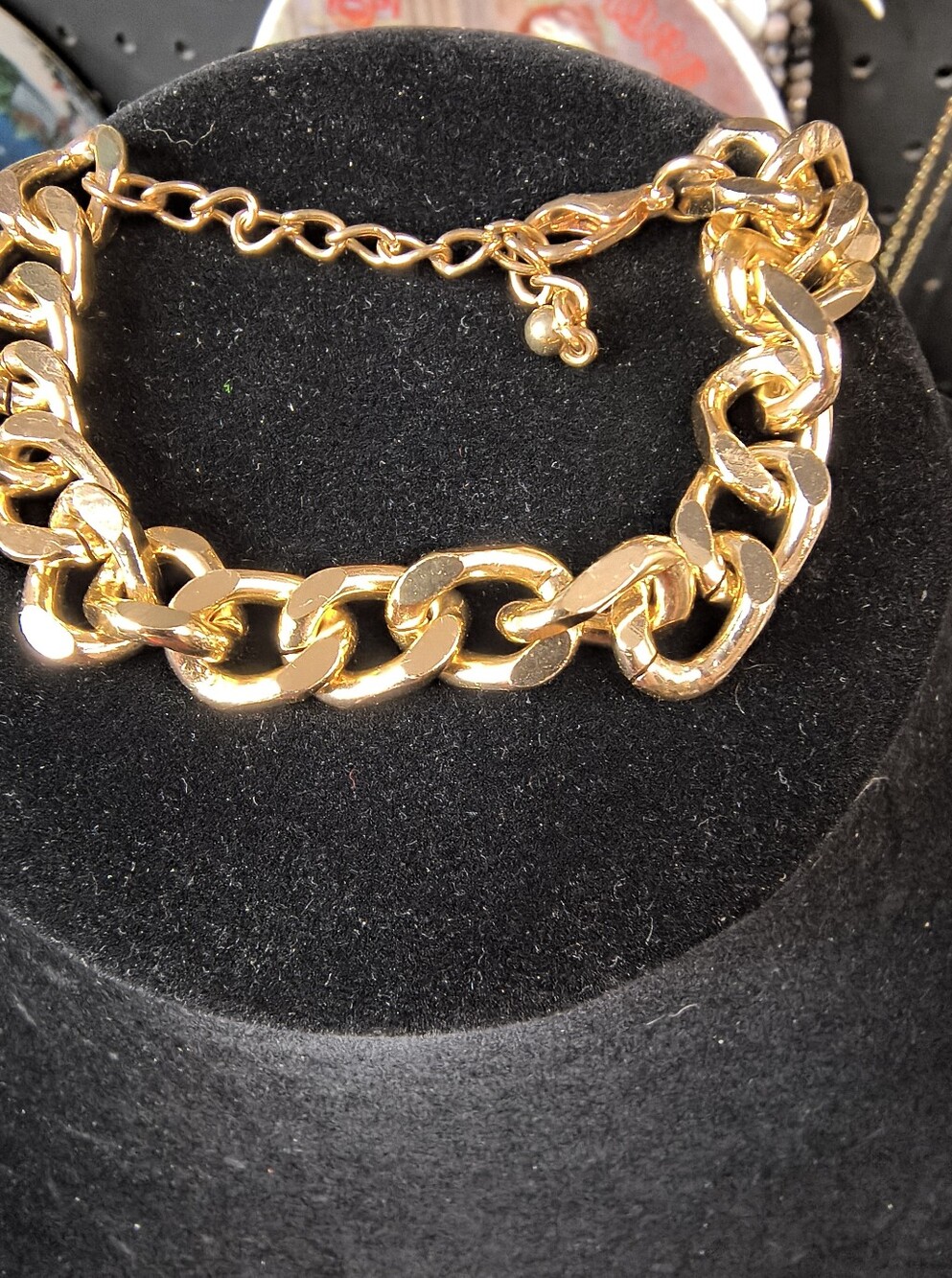 Gold Tone Cuban Link Chain Bracelet Adjustable Chunky Curb Link Bracelet New NWO
